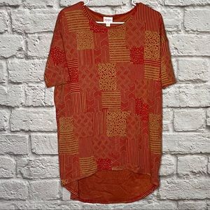 Lularoe Oversized Blouse Top Red Gold Irma‎ Women's Size xxs